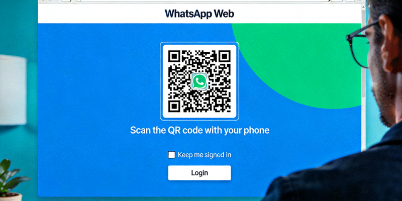 WhatsApp網頁版登入頁面顯示QR Code掃描畫面